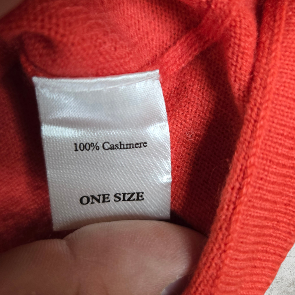 N Peal Coral Orange Cashmere Turtleneck Poncho Shawl Luxury Sweater One Size - Picture 5 of 8